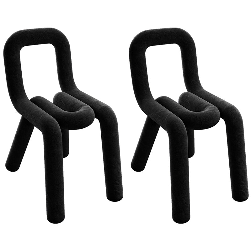 Contemporary Style Dining Chairs Armless Side Chairs with Metal Legs (Set of 2) Black Clearhalo ' kitchen&dining_furn' 'Dining Chairs' 'Dining Tables & Seating' 'dining_chair' 'furn' 'furn_dining_chair' 'Furniture' 'furniture_dining_chair' 'Kitchen & Dining Furniture' 'kitchen' 4130159