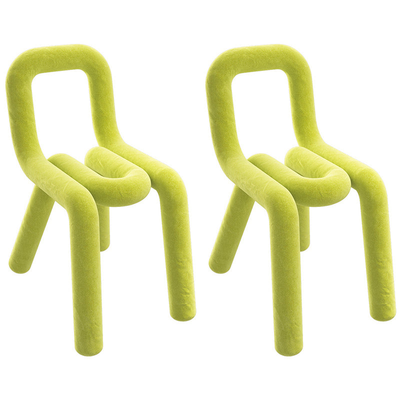 Contemporary Style Dining Chairs Armless Side Chairs with Metal Legs (Set of 2) Light Green Clearhalo ' kitchen&dining_furn' 'Dining Chairs' 'Dining Tables & Seating' 'dining_chair' 'furn' 'furn_dining_chair' 'Furniture' 'furniture_dining_chair' 'Kitchen & Dining Furniture' 'kitchen' 4130161