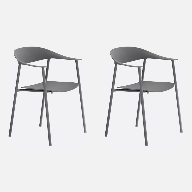 Matte Finish Scandinavian Dining Arm Chair Plastic Open Back Dining Chair Grey 2 Piece Set Clearhalo ' kitchen&dining_furn' 'Dining Chairs' 'Dining Tables & Seating' 'dining_chair' 'furn' 'furn_dining_chair' 'Furniture' 'furniture_dining_chair' 'Kitchen & Dining Furniture' 'kitchen' 4130170