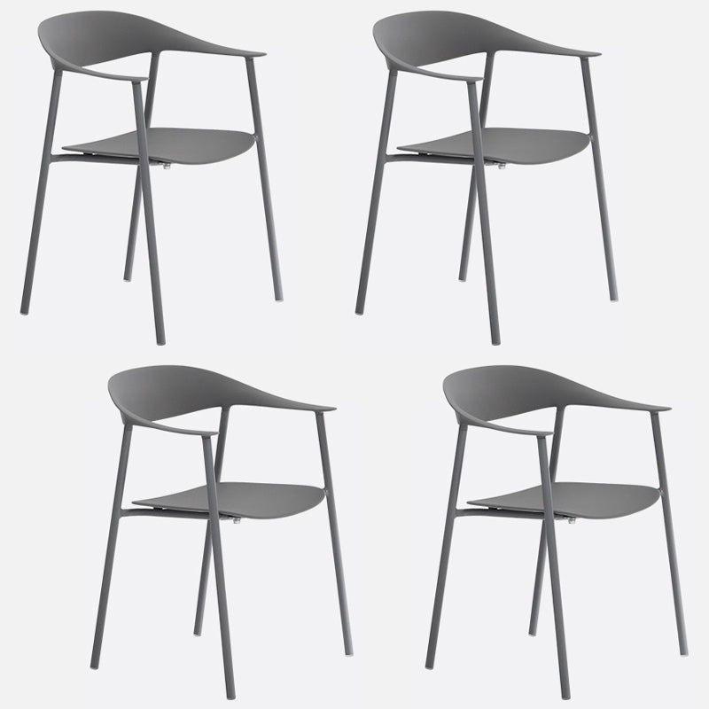 Matte Finish Scandinavian Dining Arm Chair Plastic Open Back Dining Chair Grey 4 Piece Set Clearhalo ' kitchen&dining_furn' 'Dining Chairs' 'Dining Tables & Seating' 'dining_chair' 'furn' 'furn_dining_chair' 'Furniture' 'furniture_dining_chair' 'Kitchen & Dining Furniture' 'kitchen' 4130171