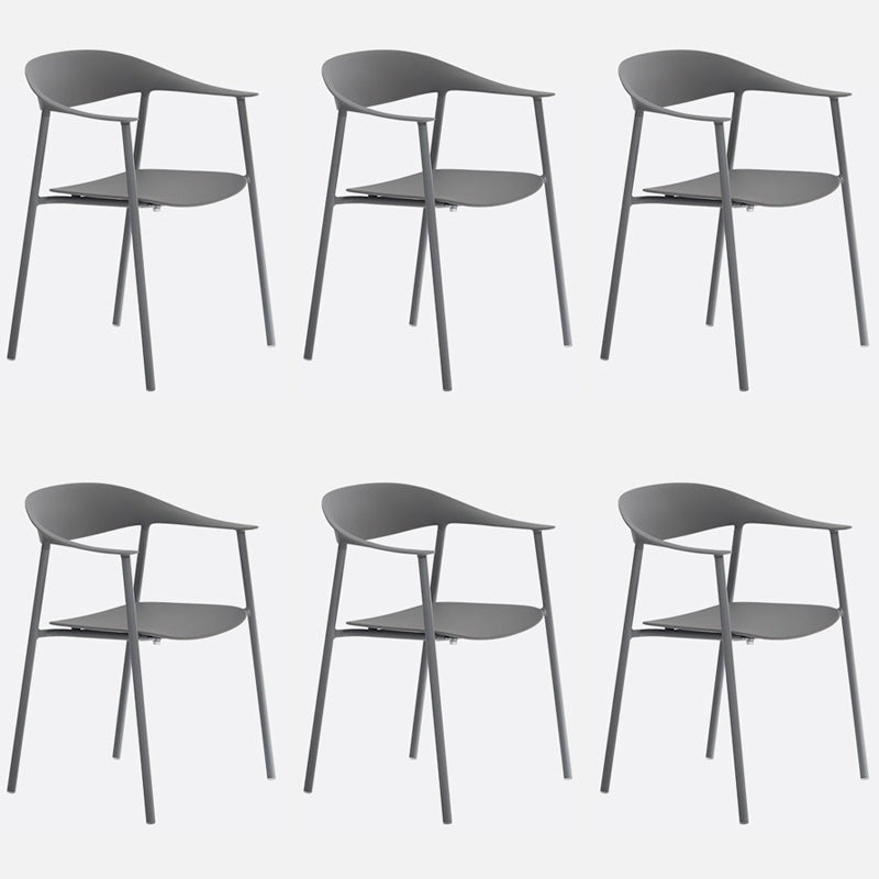 Matte Finish Scandinavian Dining Arm Chair Plastic Open Back Dining Chair Grey 6 Piece Set Clearhalo ' kitchen&dining_furn' 'Dining Chairs' 'Dining Tables & Seating' 'dining_chair' 'furn' 'furn_dining_chair' 'Furniture' 'furniture_dining_chair' 'Kitchen & Dining Furniture' 'kitchen' 4130173
