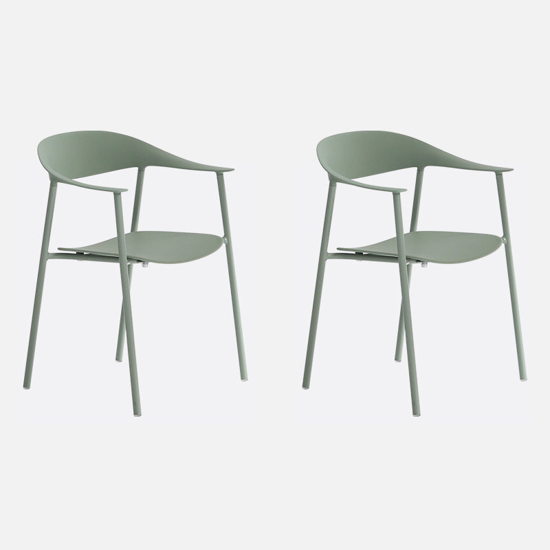 Matte Finish Scandinavian Dining Arm Chair Plastic Open Back Dining Chair Pea Green 2 Piece Set Clearhalo ' kitchen&dining_furn' 'Dining Chairs' 'Dining Tables & Seating' 'dining_chair' 'furn' 'furn_dining_chair' 'Furniture' 'furniture_dining_chair' 'Kitchen & Dining Furniture' 'kitchen' 4130175