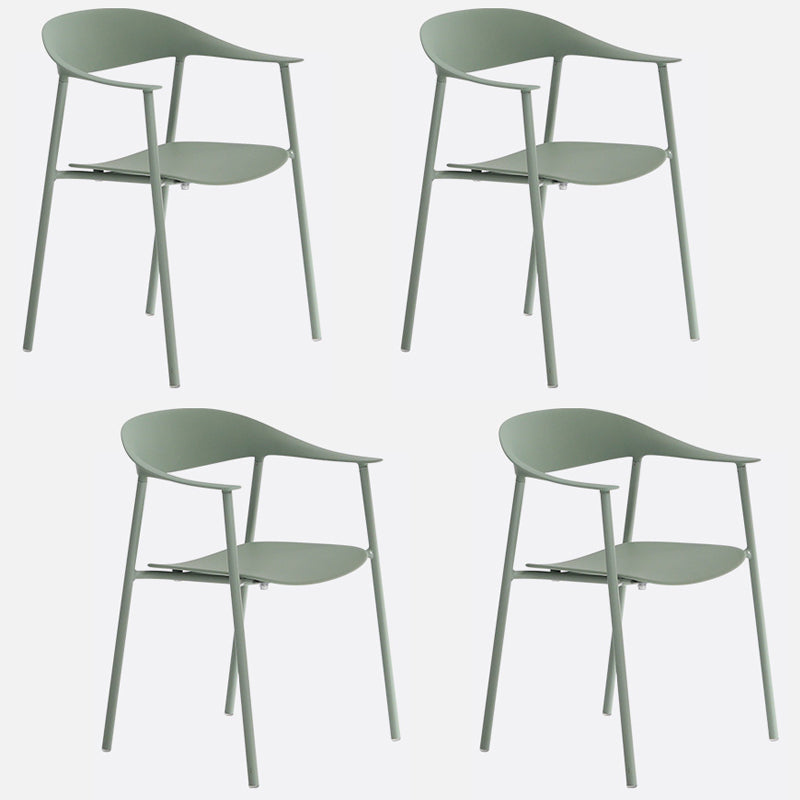 Matte Finish Scandinavian Dining Arm Chair Plastic Open Back Dining Chair Pea Green 4 Piece Set Clearhalo ' kitchen&dining_furn' 'Dining Chairs' 'Dining Tables & Seating' 'dining_chair' 'furn' 'furn_dining_chair' 'Furniture' 'furniture_dining_chair' 'Kitchen & Dining Furniture' 'kitchen' 4130178