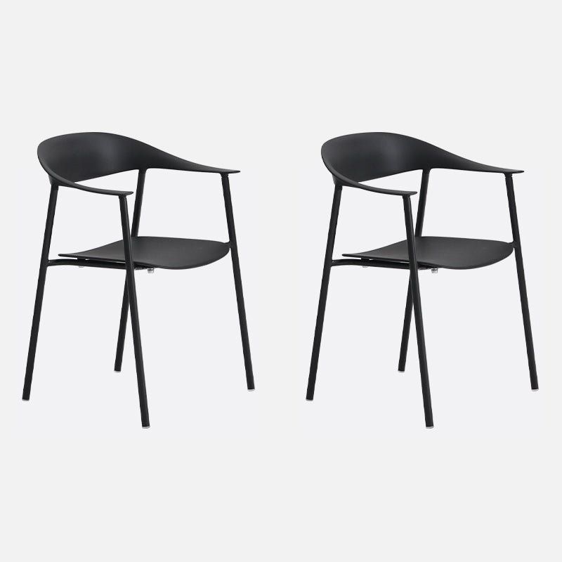 Matte Finish Scandinavian Dining Arm Chair Plastic Open Back Dining Chair Black 2 Piece Set Clearhalo ' kitchen&dining_furn' 'Dining Chairs' 'Dining Tables & Seating' 'dining_chair' 'furn' 'furn_dining_chair' 'Furniture' 'furniture_dining_chair' 'Kitchen & Dining Furniture' 'kitchen' 4130182