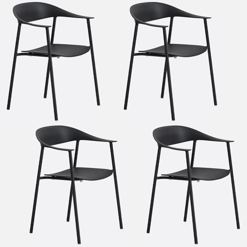 Matte Finish Scandinavian Dining Arm Chair Plastic Open Back Dining Chair Black 4 Piece Set Clearhalo ' kitchen&dining_furn' 'Dining Chairs' 'Dining Tables & Seating' 'dining_chair' 'furn' 'furn_dining_chair' 'Furniture' 'furniture_dining_chair' 'Kitchen & Dining Furniture' 'kitchen' 4130184