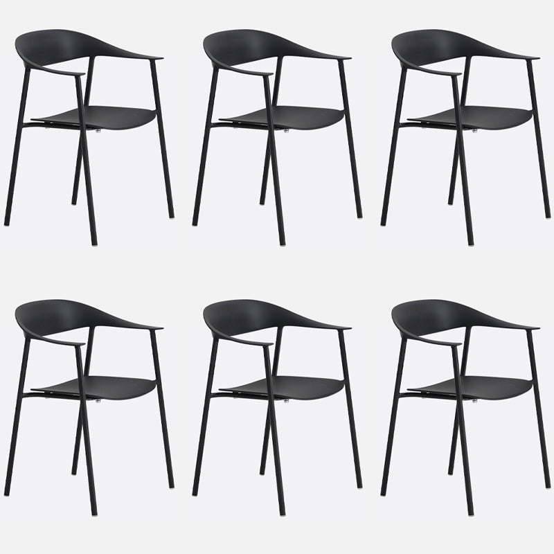 Matte Finish Scandinavian Dining Arm Chair Plastic Open Back Dining Chair Black 6 Piece Set Clearhalo ' kitchen&dining_furn' 'Dining Chairs' 'Dining Tables & Seating' 'dining_chair' 'furn' 'furn_dining_chair' 'Furniture' 'furniture_dining_chair' 'Kitchen & Dining Furniture' 'kitchen' 4130185