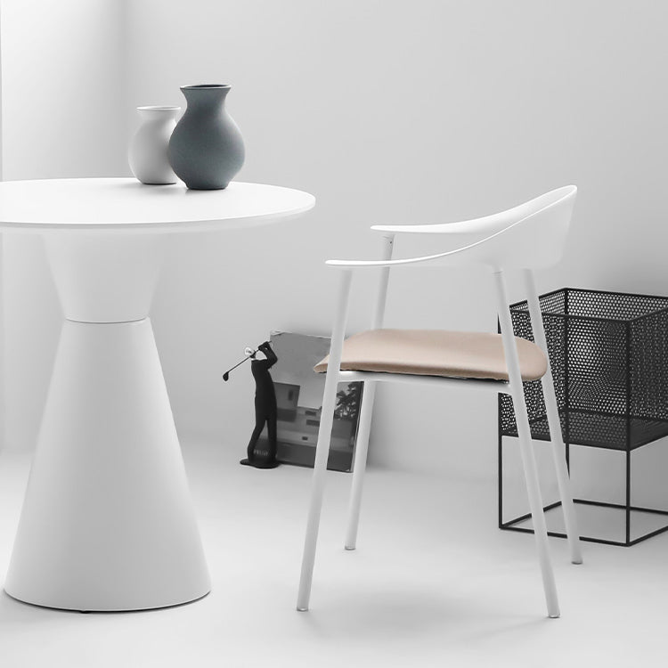 Matte Finish Scandinavian Dining Arm Chair Plastic Open Back Dining Chair Clearhalo ' kitchen&dining_furn' 'Dining Chairs' 'Dining Tables & Seating' 'dining_chair' 'furn' 'furn_dining_chair' 'Furniture' 'furniture_dining_chair' 'Kitchen & Dining Furniture' 'kitchen' 4130189