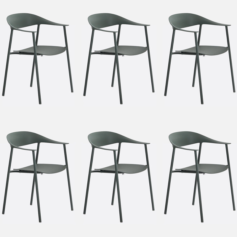 Matte Finish Scandinavian Dining Arm Chair Plastic Open Back Dining Chair Green 6 Piece Set Clearhalo ' kitchen&dining_furn' 'Dining Chairs' 'Dining Tables & Seating' 'dining_chair' 'furn' 'furn_dining_chair' 'Furniture' 'furniture_dining_chair' 'Kitchen & Dining Furniture' 'kitchen' 4130191