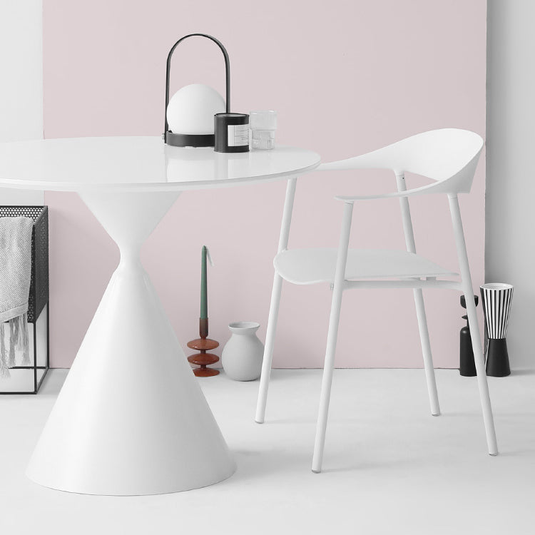 Matte Finish Scandinavian Dining Arm Chair Plastic Open Back Dining Chair Clearhalo ' kitchen&dining_furn' 'Dining Chairs' 'Dining Tables & Seating' 'dining_chair' 'furn' 'furn_dining_chair' 'Furniture' 'furniture_dining_chair' 'Kitchen & Dining Furniture' 'kitchen' 4130192