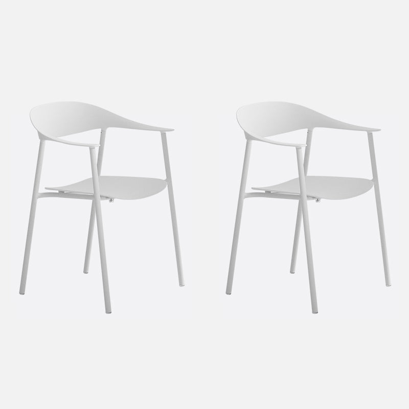 Matte Finish Scandinavian Dining Arm Chair Plastic Open Back Dining Chair White 2 Piece Set Clearhalo ' kitchen&dining_furn' 'Dining Chairs' 'Dining Tables & Seating' 'dining_chair' 'furn' 'furn_dining_chair' 'Furniture' 'furniture_dining_chair' 'Kitchen & Dining Furniture' 'kitchen' 4130194