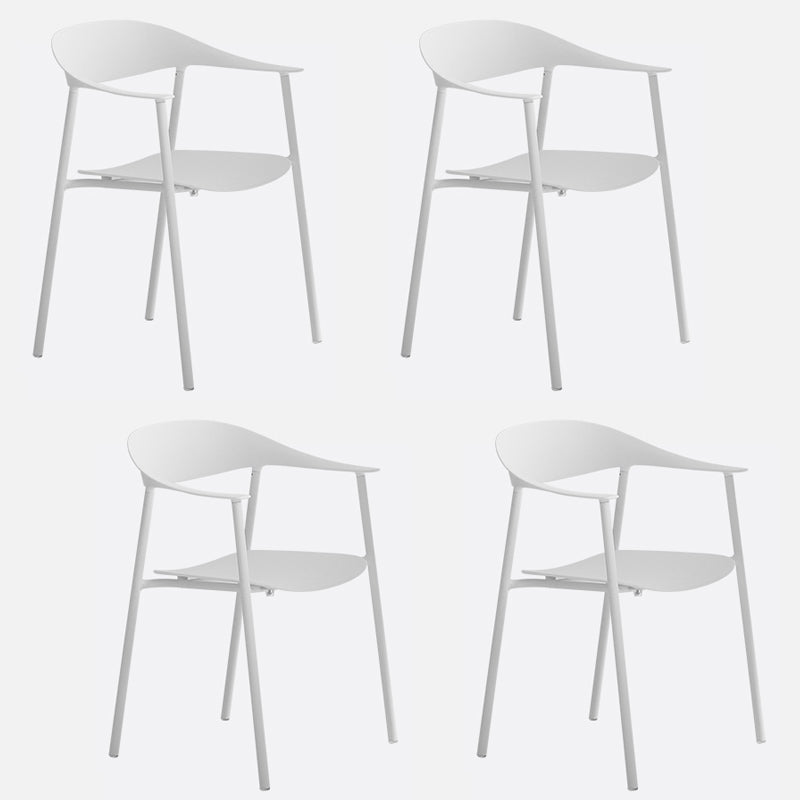 Matte Finish Scandinavian Dining Arm Chair Plastic Open Back Dining Chair White 4 Piece Set Clearhalo ' kitchen&dining_furn' 'Dining Chairs' 'Dining Tables & Seating' 'dining_chair' 'furn' 'furn_dining_chair' 'Furniture' 'furniture_dining_chair' 'Kitchen & Dining Furniture' 'kitchen' 4130195
