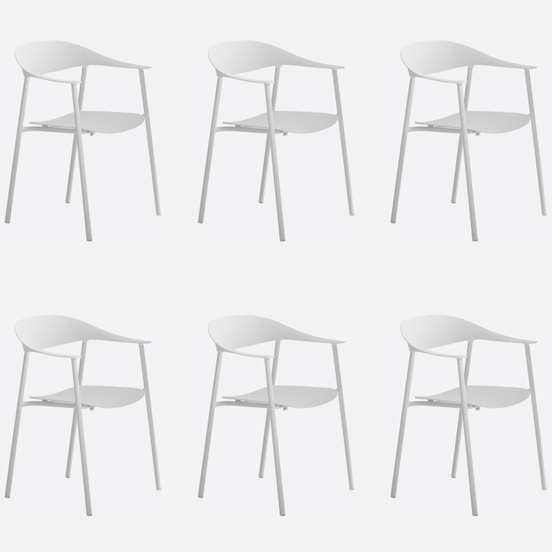 Matte Finish Scandinavian Dining Arm Chair Plastic Open Back Dining Chair White 6 Piece Set Clearhalo ' kitchen&dining_furn' 'Dining Chairs' 'Dining Tables & Seating' 'dining_chair' 'furn' 'furn_dining_chair' 'Furniture' 'furniture_dining_chair' 'Kitchen & Dining Furniture' 'kitchen' 4130197