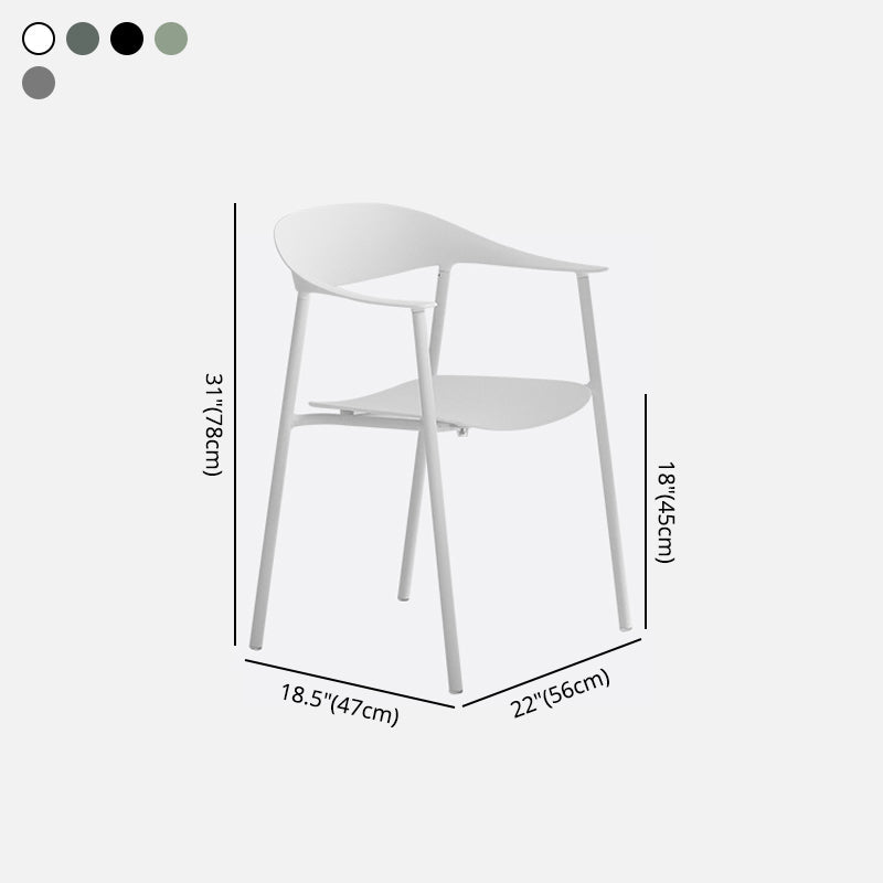 Matte Finish Scandinavian Dining Arm Chair Plastic Open Back Dining Chair Clearhalo ' kitchen&dining_furn' 'Dining Chairs' 'Dining Tables & Seating' 'dining_chair' 'furn' 'furn_dining_chair' 'Furniture' 'furniture_dining_chair' 'Kitchen & Dining Furniture' 'kitchen' 4130198