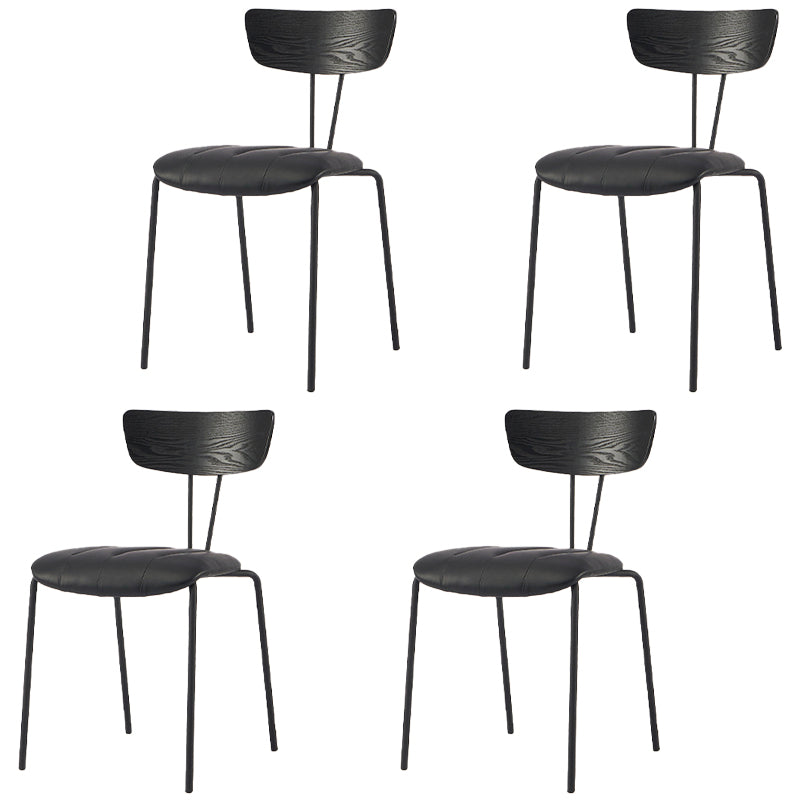 Industrial Style Dining Chair Kitchen Armless Side Chairs with Metal Legs Black 4 Piece Set Clearhalo ' kitchen&dining_furn' 'Dining Chairs' 'Dining Tables & Seating' 'dining_chair' 'furn' 'furn_dining_chair' 'Furniture' 'furniture_dining_chair' 'Kitchen & Dining Furniture' 'kitchen' 4130204
