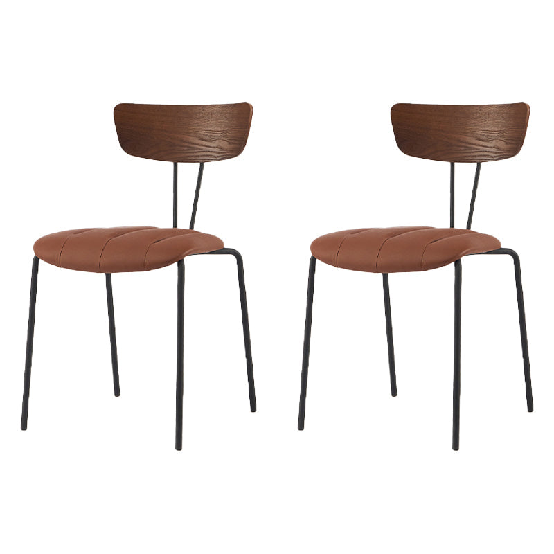 Industrial Style Dining Chair Kitchen Armless Side Chairs with Metal Legs Brown 2 Piece Set Clearhalo ' kitchen&dining_furn' 'Dining Chairs' 'Dining Tables & Seating' 'dining_chair' 'furn' 'furn_dining_chair' 'Furniture' 'furniture_dining_chair' 'Kitchen & Dining Furniture' 'kitchen' 4130208