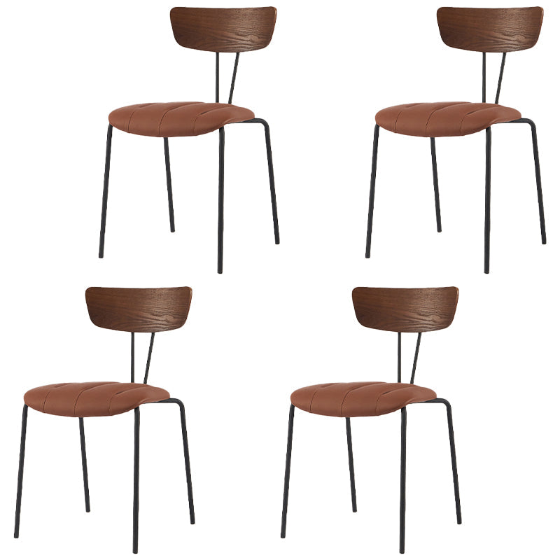 Industrial Style Dining Chair Kitchen Armless Side Chairs with Metal Legs Brown 4 Piece Set Clearhalo ' kitchen&dining_furn' 'Dining Chairs' 'Dining Tables & Seating' 'dining_chair' 'furn' 'furn_dining_chair' 'Furniture' 'furniture_dining_chair' 'Kitchen & Dining Furniture' 'kitchen' 4130209