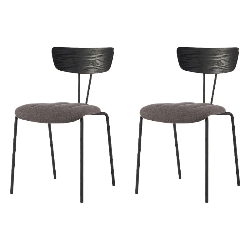 Industrial Style Dining Chair Kitchen Armless Side Chairs with Metal Legs Black-Gray 2 Piece Set Clearhalo ' kitchen&dining_furn' 'Dining Chairs' 'Dining Tables & Seating' 'dining_chair' 'furn' 'furn_dining_chair' 'Furniture' 'furniture_dining_chair' 'Kitchen & Dining Furniture' 'kitchen' 4130214