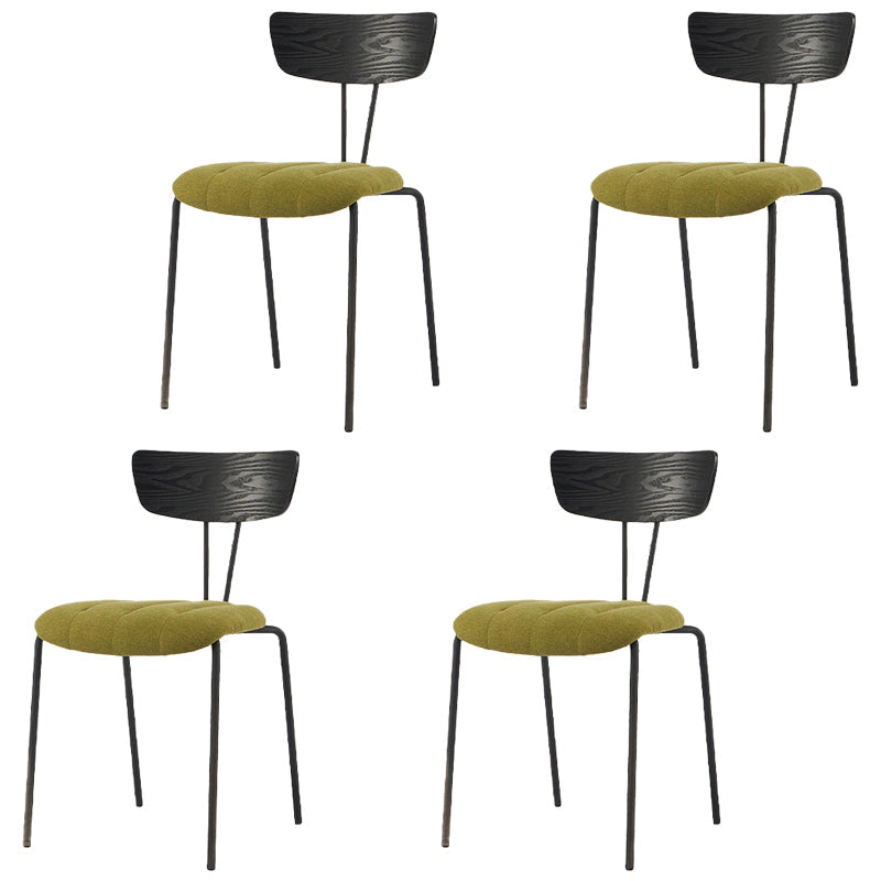 Industrial Style Dining Chair Kitchen Armless Side Chairs with Metal Legs Black Green 4 Piece Set Clearhalo ' kitchen&dining_furn' 'Dining Chairs' 'Dining Tables & Seating' 'dining_chair' 'furn' 'furn_dining_chair' 'Furniture' 'furniture_dining_chair' 'Kitchen & Dining Furniture' 'kitchen' 4130222