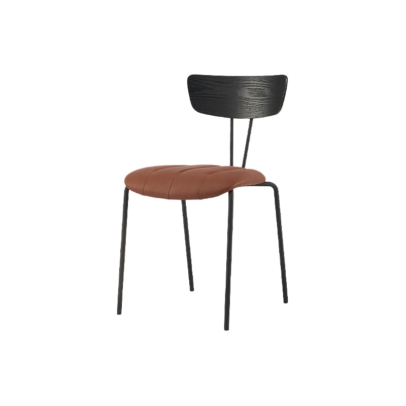 Industrial Style Dining Chair Kitchen Armless Side Chairs with Metal Legs Black-Brown 1 Piece Clearhalo ' kitchen&dining_furn' 'Dining Chairs' 'Dining Tables & Seating' 'dining_chair' 'furn' 'furn_dining_chair' 'Furniture' 'furniture_dining_chair' 'Kitchen & Dining Furniture' 'kitchen' 4130224