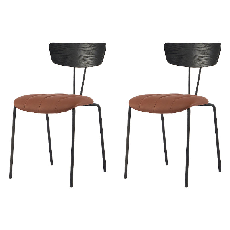 Industrial Style Dining Chair Kitchen Armless Side Chairs with Metal Legs Black-Brown 2 Piece Set Clearhalo ' kitchen&dining_furn' 'Dining Chairs' 'Dining Tables & Seating' 'dining_chair' 'furn' 'furn_dining_chair' 'Furniture' 'furniture_dining_chair' 'Kitchen & Dining Furniture' 'kitchen' 4130225