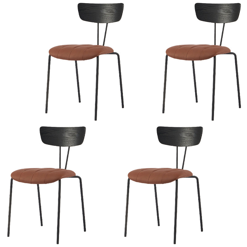 Industrial Style Dining Chair Kitchen Armless Side Chairs with Metal Legs Black-Brown 4 Piece Set Clearhalo ' kitchen&dining_furn' 'Dining Chairs' 'Dining Tables & Seating' 'dining_chair' 'furn' 'furn_dining_chair' 'Furniture' 'furniture_dining_chair' 'Kitchen & Dining Furniture' 'kitchen' 4130226