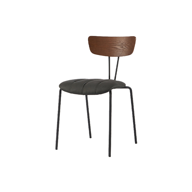 Industrial Style Dining Chair Kitchen Armless Side Chairs with Metal Legs Walnut 1 Piece Clearhalo ' kitchen&dining_furn' 'Dining Chairs' 'Dining Tables & Seating' 'dining_chair' 'furn' 'furn_dining_chair' 'Furniture' 'furniture_dining_chair' 'Kitchen & Dining Furniture' 'kitchen' 4130233