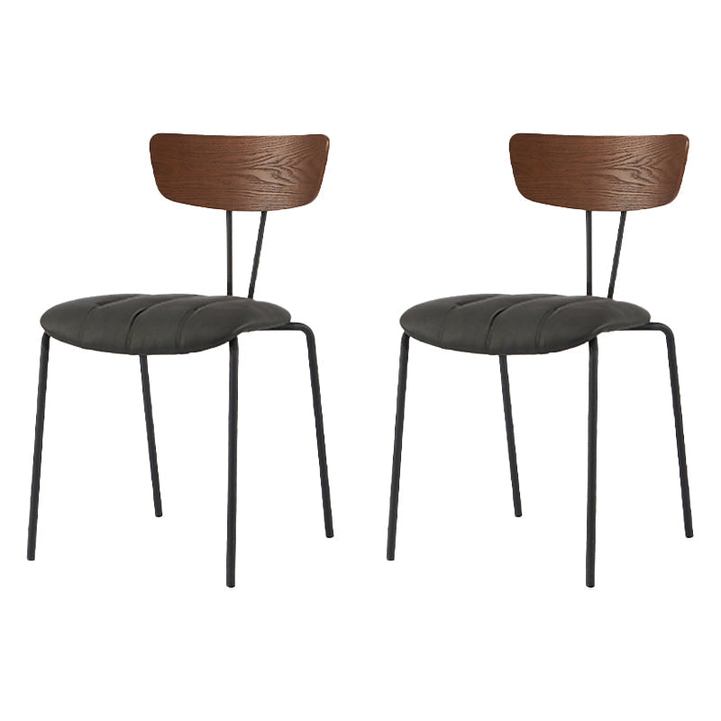 Industrial Style Dining Chair Kitchen Armless Side Chairs with Metal Legs Walnut 2 Piece Set Clearhalo ' kitchen&dining_furn' 'Dining Chairs' 'Dining Tables & Seating' 'dining_chair' 'furn' 'furn_dining_chair' 'Furniture' 'furniture_dining_chair' 'Kitchen & Dining Furniture' 'kitchen' 4130234