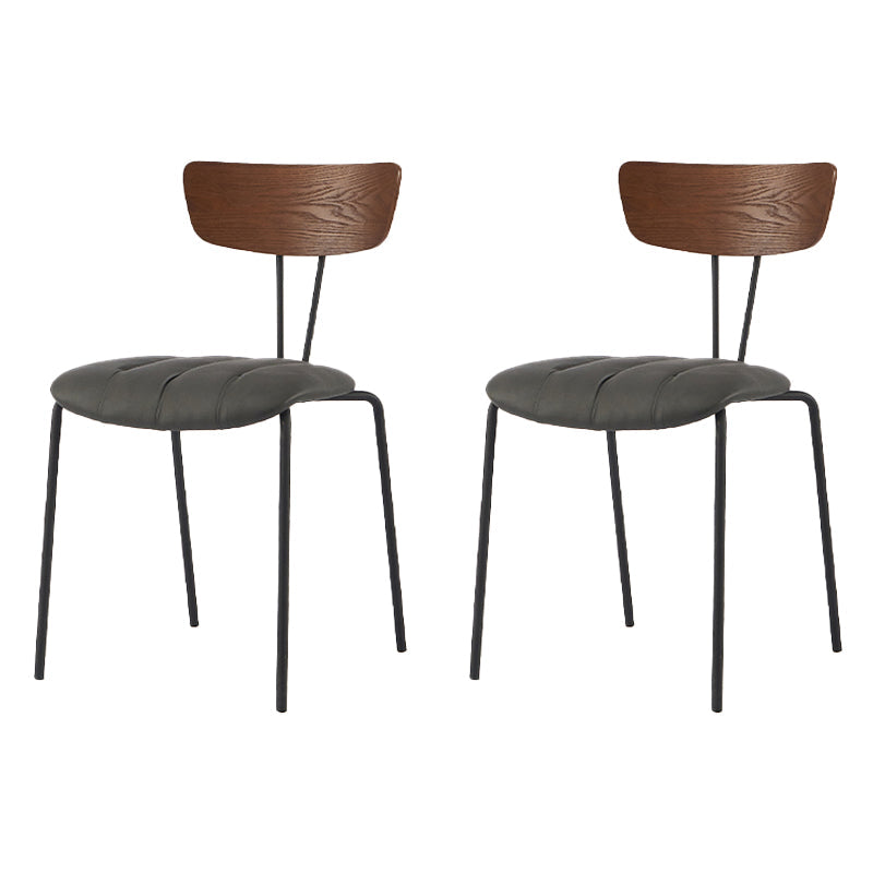 Industrial Style Dining Chair Kitchen Armless Side Chairs with Metal Legs Grey 2 Piece Set Clearhalo ' kitchen&dining_furn' 'Dining Chairs' 'Dining Tables & Seating' 'dining_chair' 'furn' 'furn_dining_chair' 'Furniture' 'furniture_dining_chair' 'Kitchen & Dining Furniture' 'kitchen' 4130237