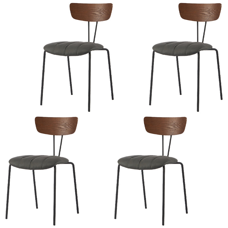 Industrial Style Dining Chair Kitchen Armless Side Chairs with Metal Legs Grey 4 Piece Set Clearhalo ' kitchen&dining_furn' 'Dining Chairs' 'Dining Tables & Seating' 'dining_chair' 'furn' 'furn_dining_chair' 'Furniture' 'furniture_dining_chair' 'Kitchen & Dining Furniture' 'kitchen' 4130238