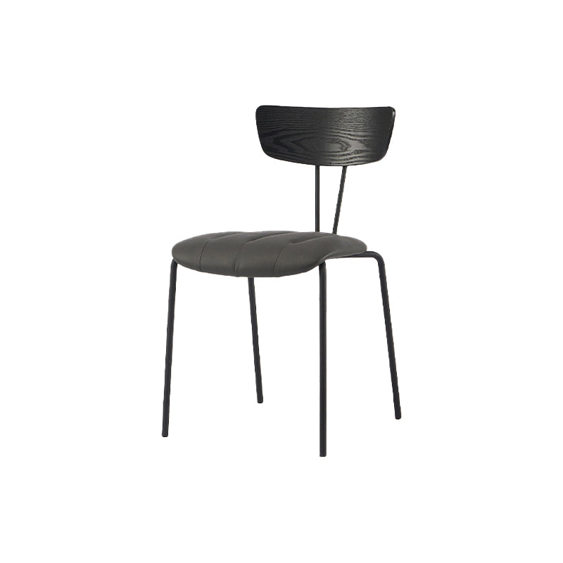 Industrial Style Dining Chair Kitchen Armless Side Chairs with Metal Legs Black Gray-White 1 Piece Clearhalo ' kitchen&dining_furn' 'Dining Chairs' 'Dining Tables & Seating' 'dining_chair' 'furn' 'furn_dining_chair' 'Furniture' 'furniture_dining_chair' 'Kitchen & Dining Furniture' 'kitchen' 4130239