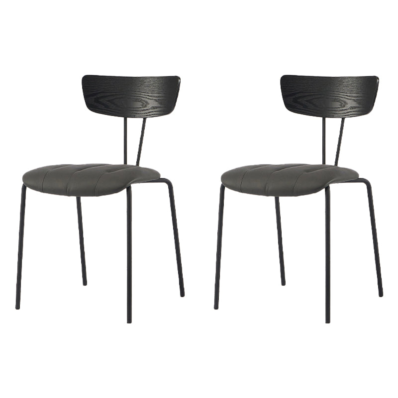 Industrial Style Dining Chair Kitchen Armless Side Chairs with Metal Legs Black Gray-White 2 Piece Set Clearhalo ' kitchen&dining_furn' 'Dining Chairs' 'Dining Tables & Seating' 'dining_chair' 'furn' 'furn_dining_chair' 'Furniture' 'furniture_dining_chair' 'Kitchen & Dining Furniture' 'kitchen' 4130240