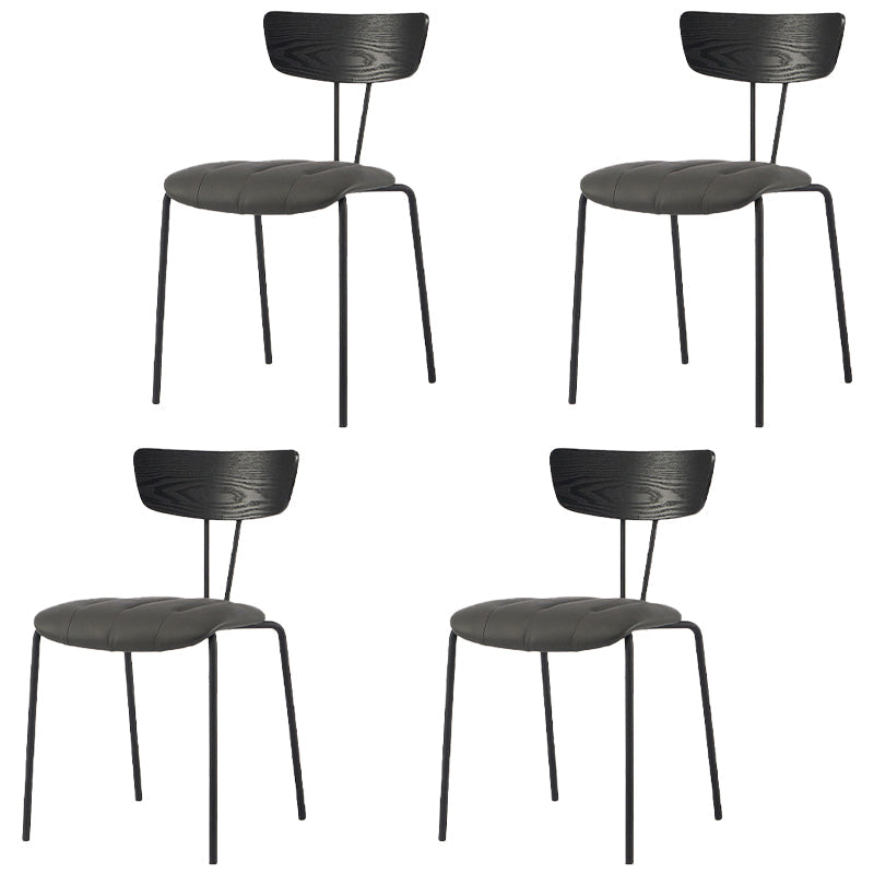 Industrial Style Dining Chair Kitchen Armless Side Chairs with Metal Legs Black Gray-White 4 Piece Set Clearhalo ' kitchen&dining_furn' 'Dining Chairs' 'Dining Tables & Seating' 'dining_chair' 'furn' 'furn_dining_chair' 'Furniture' 'furniture_dining_chair' 'Kitchen & Dining Furniture' 'kitchen' 4130241