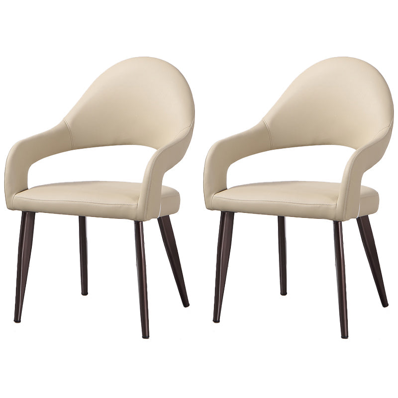 Contemporary Metal Dining Arm Chairs Open Back Dining Side Chair (Set of 2) Beige Clearhalo ' kitchen&dining_furn' 'Dining Chairs' 'Dining Tables & Seating' 'dining_chair' 'furn' 'furn_dining_chair' 'Furniture' 'furniture_dining_chair' 'Kitchen & Dining Furniture' 'kitchen' 4130244
