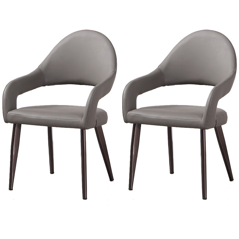 Contemporary Metal Dining Arm Chairs Open Back Dining Side Chair (Set of 2) Dark Gray Clearhalo ' kitchen&dining_furn' 'Dining Chairs' 'Dining Tables & Seating' 'dining_chair' 'furn' 'furn_dining_chair' 'Furniture' 'furniture_dining_chair' 'Kitchen & Dining Furniture' 'kitchen' 4130245