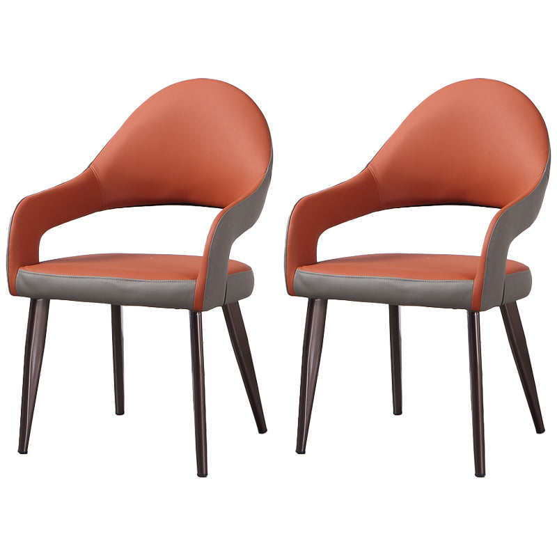 Contemporary Metal Dining Arm Chairs Open Back Dining Side Chair (Set of 2) Orange-Gray Clearhalo ' kitchen&dining_furn' 'Dining Chairs' 'Dining Tables & Seating' 'dining_chair' 'furn' 'furn_dining_chair' 'Furniture' 'furniture_dining_chair' 'Kitchen & Dining Furniture' 'kitchen' 4130247