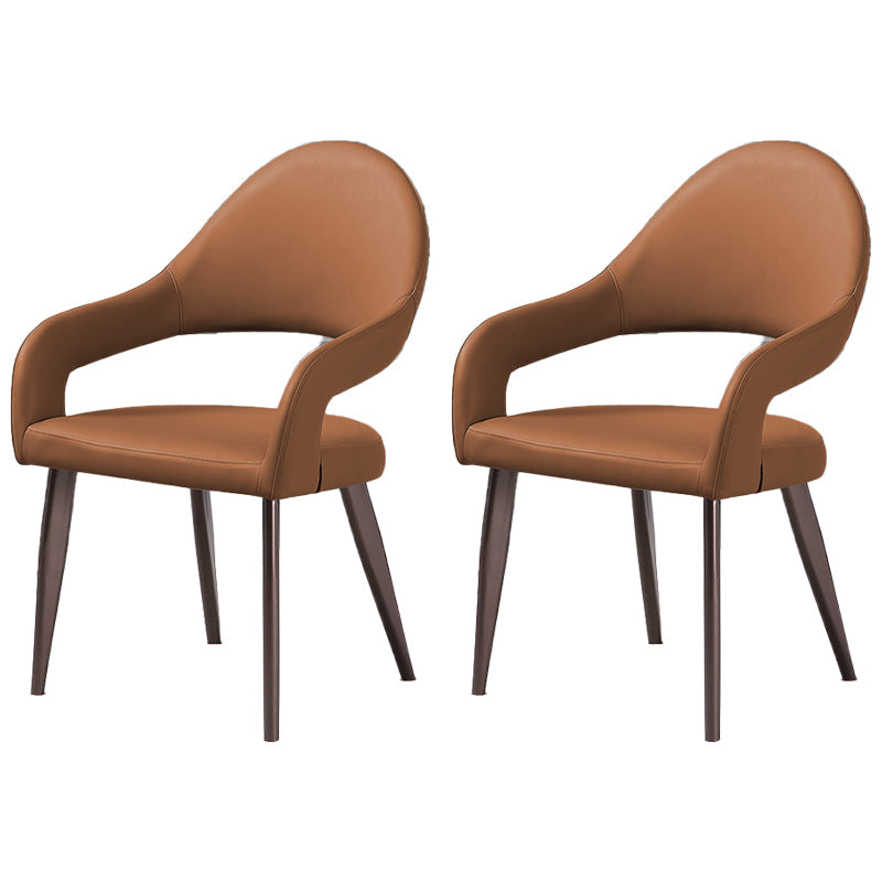 Contemporary Metal Dining Arm Chairs Open Back Dining Side Chair (Set of 2) Coffee Clearhalo ' kitchen&dining_furn' 'Dining Chairs' 'Dining Tables & Seating' 'dining_chair' 'furn' 'furn_dining_chair' 'Furniture' 'furniture_dining_chair' 'Kitchen & Dining Furniture' 'kitchen' 4130249