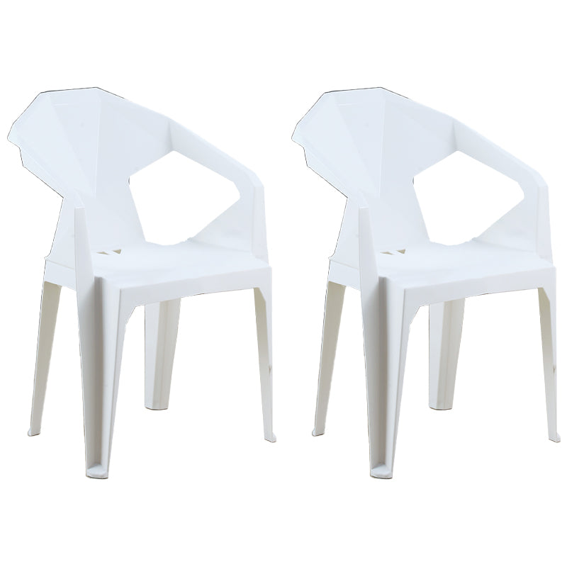 Nordic Style Plastic Dining Armchair Open Back Dining Side Chair for Restaurant White 2 Piece Set Clearhalo ' kitchen&dining_furn' 'Dining Chairs' 'Dining Tables & Seating' 'dining_chair' 'furn' 'furn_dining_chair' 'Furniture' 'furniture_dining_chair' 'Kitchen & Dining Furniture' 'kitchen' 4130279