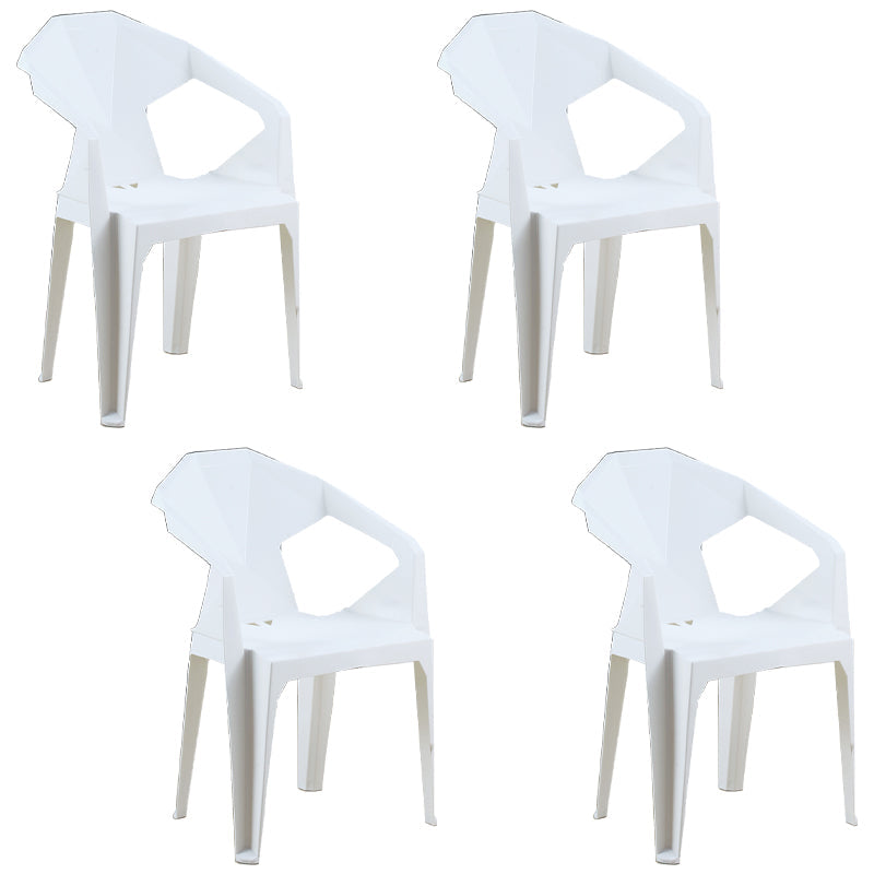 Nordic Style Plastic Dining Armchair Open Back Dining Side Chair for Restaurant White 4 Piece Set Clearhalo ' kitchen&dining_furn' 'Dining Chairs' 'Dining Tables & Seating' 'dining_chair' 'furn' 'furn_dining_chair' 'Furniture' 'furniture_dining_chair' 'Kitchen & Dining Furniture' 'kitchen' 4130281
