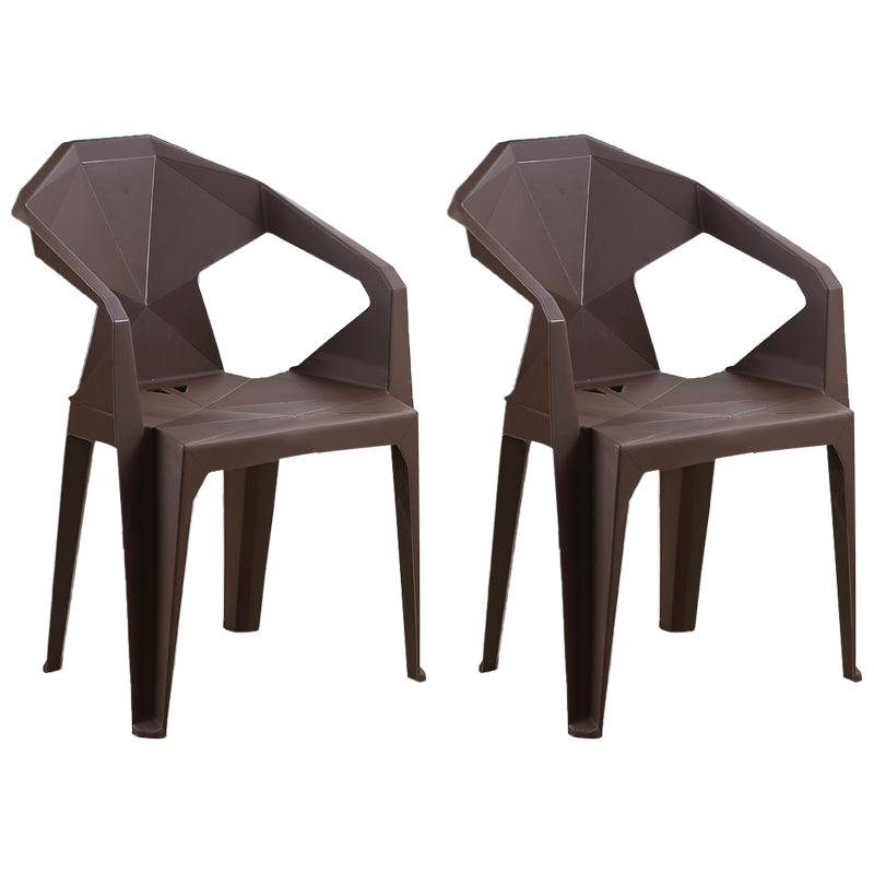 Nordic Style Plastic Dining Armchair Open Back Dining Side Chair for Restaurant Dark Coffee 2 Piece Set Clearhalo ' kitchen&dining_furn' 'Dining Chairs' 'Dining Tables & Seating' 'dining_chair' 'furn' 'furn_dining_chair' 'Furniture' 'furniture_dining_chair' 'Kitchen & Dining Furniture' 'kitchen' 4130283