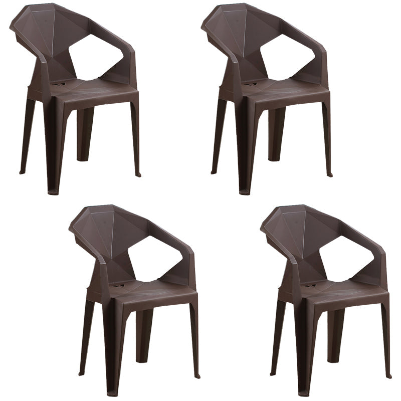 Nordic Style Plastic Dining Armchair Open Back Dining Side Chair for Restaurant Dark Coffee 4 Piece Set Clearhalo ' kitchen&dining_furn' 'Dining Chairs' 'Dining Tables & Seating' 'dining_chair' 'furn' 'furn_dining_chair' 'Furniture' 'furniture_dining_chair' 'Kitchen & Dining Furniture' 'kitchen' 4130285