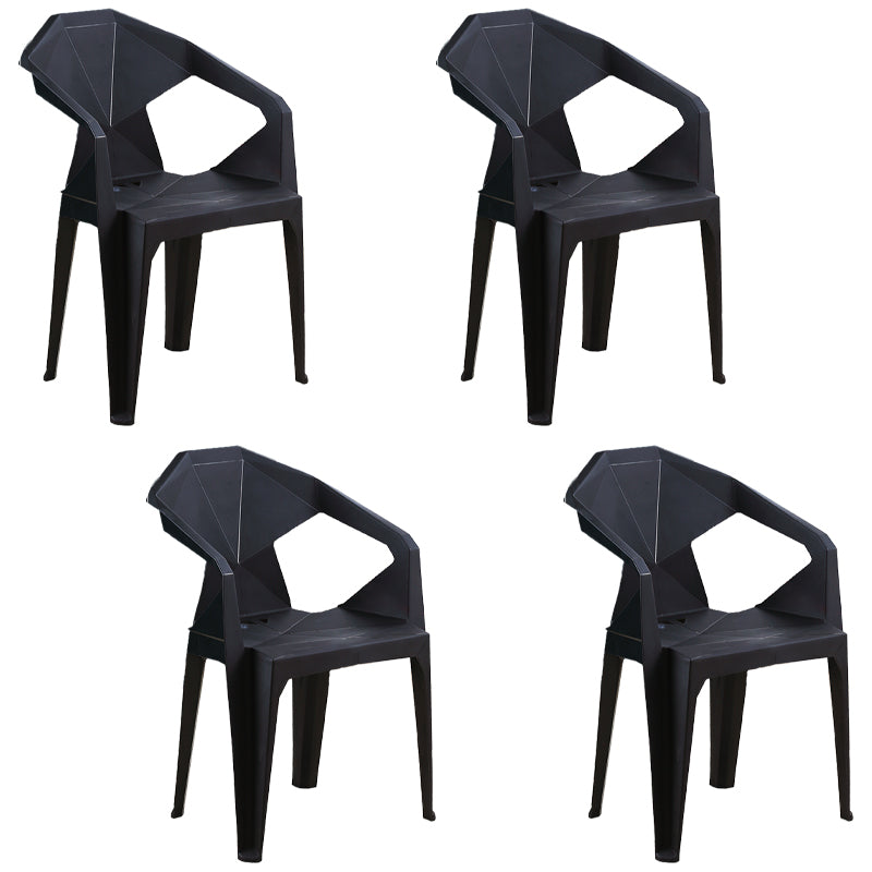 Nordic Style Plastic Dining Armchair Open Back Dining Side Chair for Restaurant Black 4 Piece Set Clearhalo ' kitchen&dining_furn' 'Dining Chairs' 'Dining Tables & Seating' 'dining_chair' 'furn' 'furn_dining_chair' 'Furniture' 'furniture_dining_chair' 'Kitchen & Dining Furniture' 'kitchen' 4130289