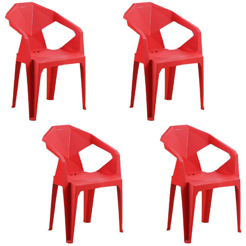 Nordic Style Plastic Dining Armchair Open Back Dining Side Chair for Restaurant Red 4 Piece Set Clearhalo ' kitchen&dining_furn' 'Dining Chairs' 'Dining Tables & Seating' 'dining_chair' 'furn' 'furn_dining_chair' 'Furniture' 'furniture_dining_chair' 'Kitchen & Dining Furniture' 'kitchen' 4130298