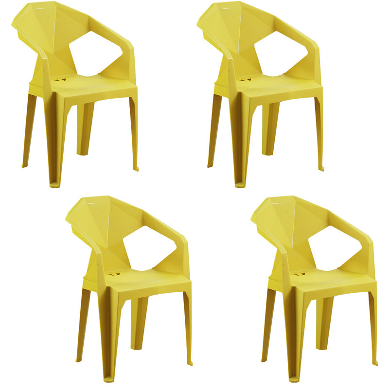 Nordic Style Plastic Dining Armchair Open Back Dining Side Chair for Restaurant Yellow 4 Piece Set Clearhalo ' kitchen&dining_furn' 'Dining Chairs' 'Dining Tables & Seating' 'dining_chair' 'furn' 'furn_dining_chair' 'Furniture' 'furniture_dining_chair' 'Kitchen & Dining Furniture' 'kitchen' 4130300