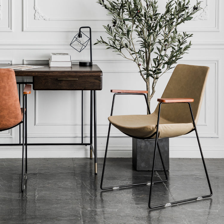 Nordic Style Dining Chairs Kitchen Arm Dining Side Chairs with Metal Legs Clearhalo ' kitchen&dining_furn' 'Dining Chairs' 'Dining Tables & Seating' 'dining_chair' 'furn' 'furn_dining_chair' 'Furniture' 'furniture_dining_chair' 'Kitchen & Dining Furniture' 'kitchen' 4130310