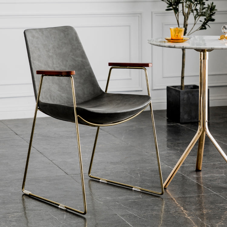 Nordic Style Dining Chairs Kitchen Arm Dining Side Chairs with Metal Legs Clearhalo ' kitchen&dining_furn' 'Dining Chairs' 'Dining Tables & Seating' 'dining_chair' 'furn' 'furn_dining_chair' 'Furniture' 'furniture_dining_chair' 'Kitchen & Dining Furniture' 'kitchen' 4130313