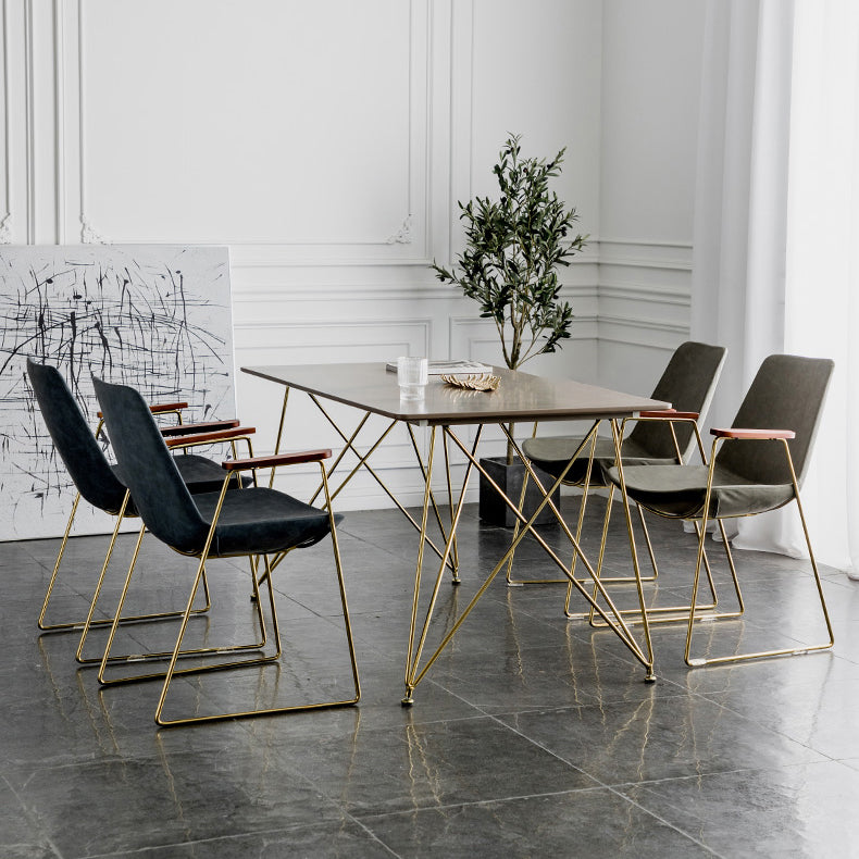 Nordic Style Dining Chairs Kitchen Arm Dining Side Chairs with Metal Legs Clearhalo ' kitchen&dining_furn' 'Dining Chairs' 'Dining Tables & Seating' 'dining_chair' 'furn' 'furn_dining_chair' 'Furniture' 'furniture_dining_chair' 'Kitchen & Dining Furniture' 'kitchen' 4130314