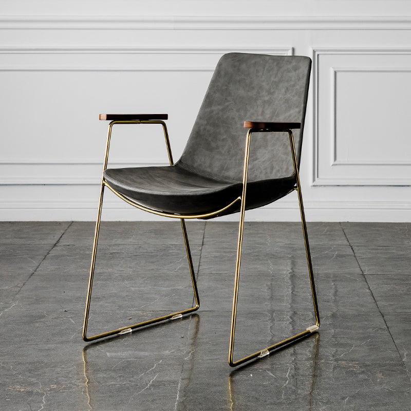 Nordic Style Dining Chairs Kitchen Arm Dining Side Chairs with Metal Legs Grey 1 Piece Brass Gold Clearhalo ' kitchen&dining_furn' 'Dining Chairs' 'Dining Tables & Seating' 'dining_chair' 'furn' 'furn_dining_chair' 'Furniture' 'furniture_dining_chair' 'Kitchen & Dining Furniture' 'kitchen' 4130315