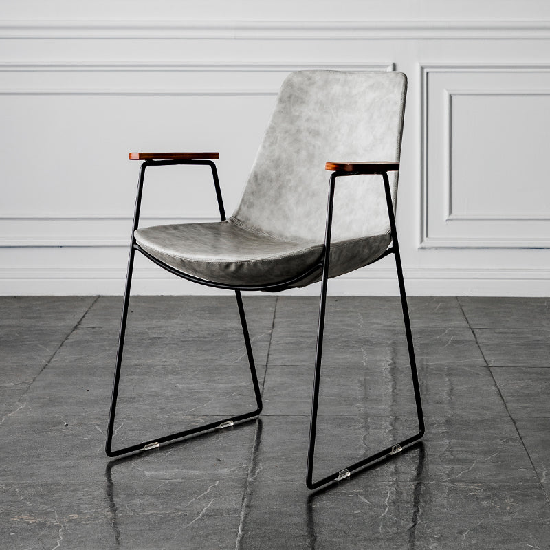Nordic Style Dining Chairs Kitchen Arm Dining Side Chairs with Metal Legs Light Gray 1 Piece Black Clearhalo ' kitchen&dining_furn' 'Dining Chairs' 'Dining Tables & Seating' 'dining_chair' 'furn' 'furn_dining_chair' 'Furniture' 'furniture_dining_chair' 'Kitchen & Dining Furniture' 'kitchen' 4130321