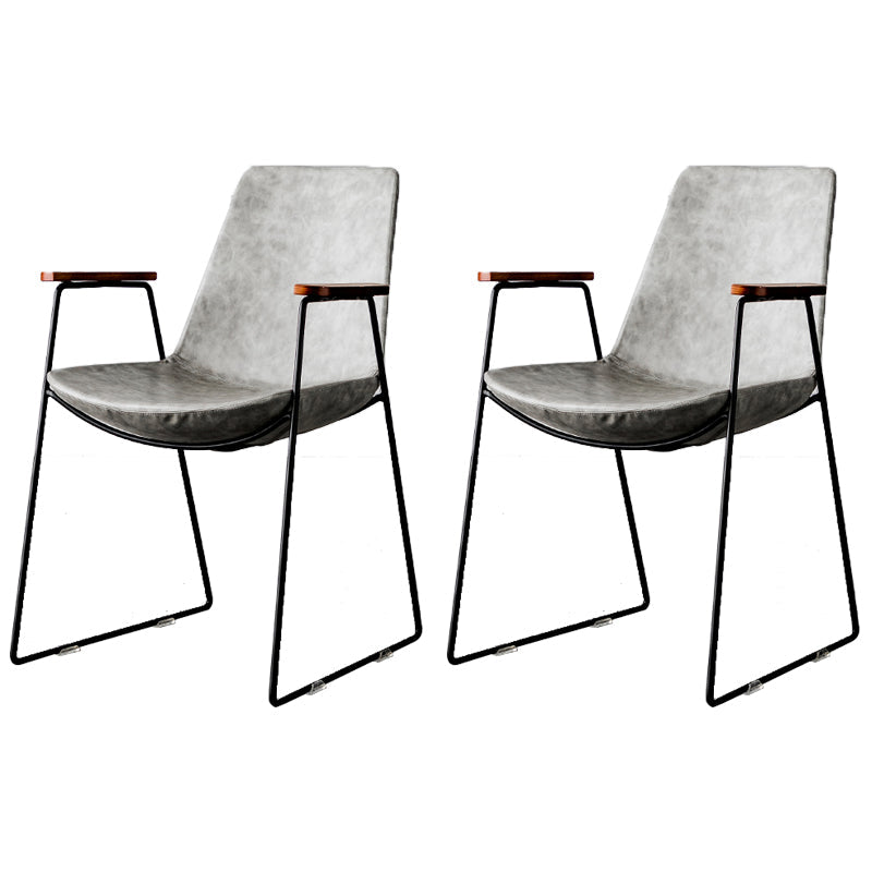 Nordic Style Dining Chairs Kitchen Arm Dining Side Chairs with Metal Legs Light Gray 2 Piece Set Black Clearhalo ' kitchen&dining_furn' 'Dining Chairs' 'Dining Tables & Seating' 'dining_chair' 'furn' 'furn_dining_chair' 'Furniture' 'furniture_dining_chair' 'Kitchen & Dining Furniture' 'kitchen' 4130323