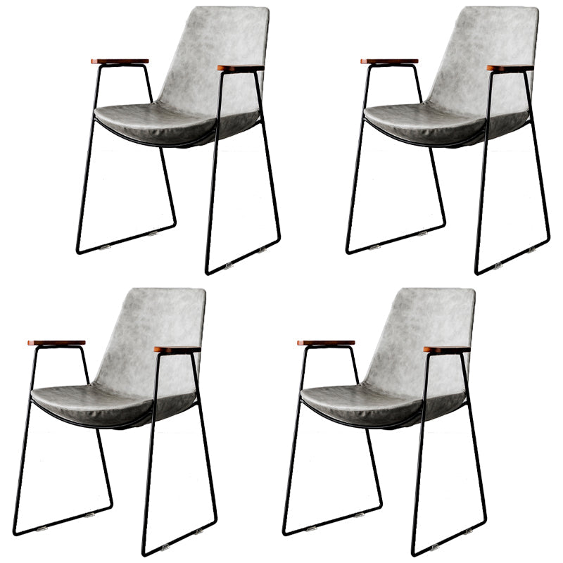 Nordic Style Dining Chairs Kitchen Arm Dining Side Chairs with Metal Legs Light Gray 4 Piece Set Black Clearhalo ' kitchen&dining_furn' 'Dining Chairs' 'Dining Tables & Seating' 'dining_chair' 'furn' 'furn_dining_chair' 'Furniture' 'furniture_dining_chair' 'Kitchen & Dining Furniture' 'kitchen' 4130325
